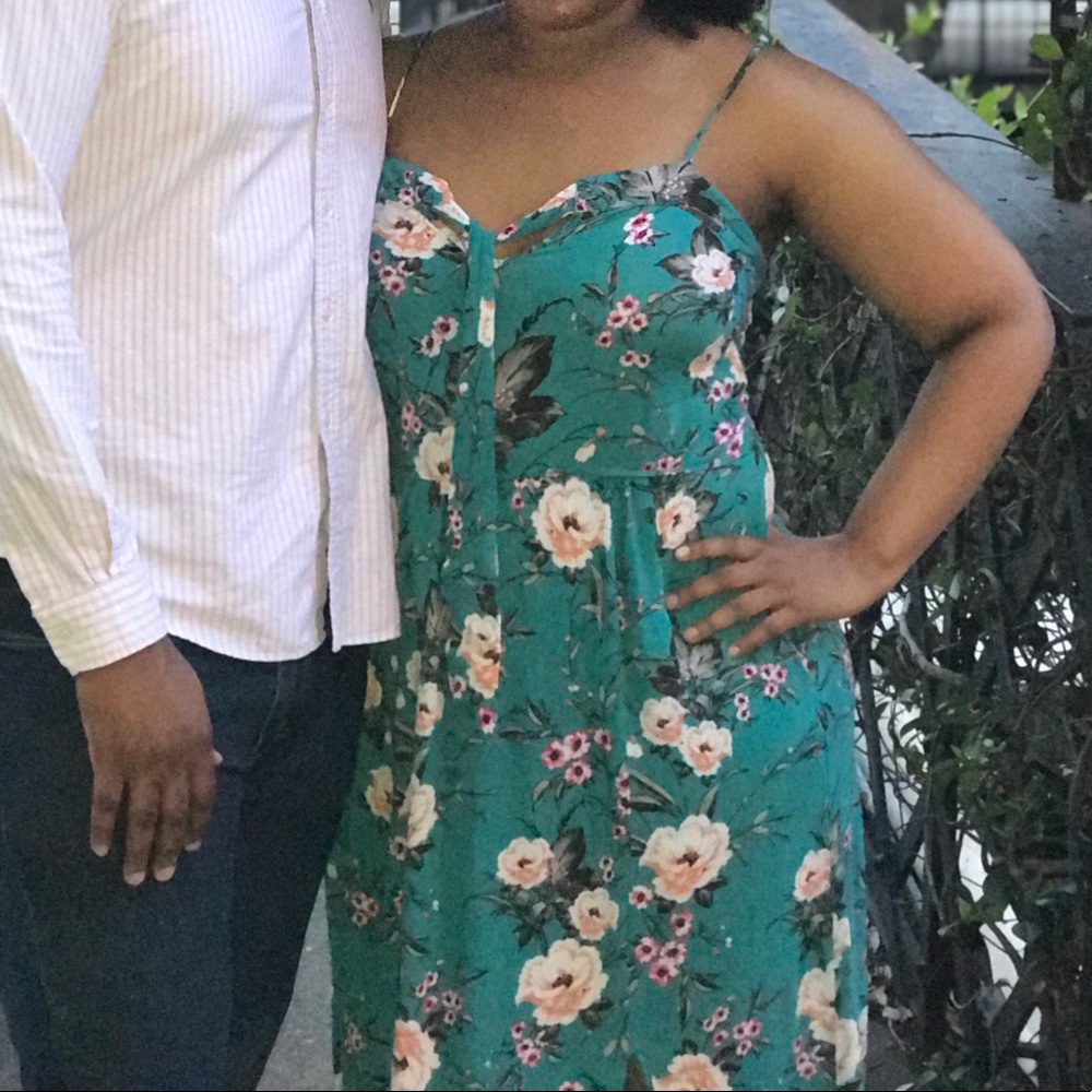 Teal floral maxi dress